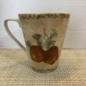 222 Fifth Cortland Mug Apple Fruit Cheri Blum 4.5” Scroll Edge Stoneware